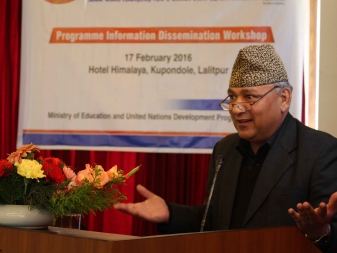Dr. Kul Bahadur Basent addressing a programme information dissemination workshop